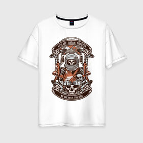 Женская футболка хлопок Oversize с принтом Череп Астронавта в Белгороде, 100% хлопок | свободный крой, круглый ворот, спущенный рукав, длина до линии бедер
 | 