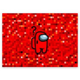 Поздравительная открытка с принтом Pixel Among Us в Белгороде, 100% бумага | плотность бумаги 280 г/м2, матовая, на обратной стороне линовка и место для марки
 | among us | impostor | mem | pixel | red | амонг ас | вопрос | вопросительный знак | знак вопроса | импостер | импостор | космический | космонавт | мемы | персонажи игр | пиксельный | предатель | пришелец | самозванец