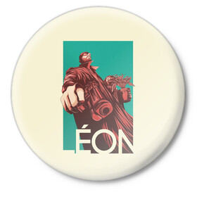Значок с принтом Жан Рено в Белгороде,  металл | круглая форма, металлическая застежка в виде булавки | film | jean reno | leon | move | жан рено | кино | леон | фильм