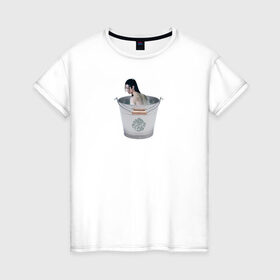 Женская футболка хлопок с принтом Лань Чжань в ведерке в Белгороде, 100% хлопок | прямой крой, круглый вырез горловины, длина до линии бедер, слегка спущенное плечо | ванцзи | ведро | гусу | магистр дьявольского культа | неукротимый | юмор