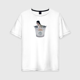 Женская футболка хлопок Oversize с принтом Лань Чжань в ведерке в Белгороде, 100% хлопок | свободный крой, круглый ворот, спущенный рукав, длина до линии бедер
 | ванцзи | ведро | гусу | магистр дьявольского культа | неукротимый | юмор