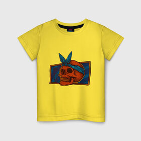 Детская футболка хлопок с принтом Skull on mirror в Белгороде, 100% хлопок | круглый вырез горловины, полуприлегающий силуэт, длина до линии бедер | art | mirror | new school | pop art | skull | арт. поп арт | зеркало | нью скулл | череп