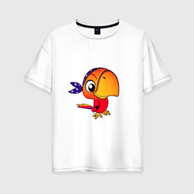 Женская футболка хлопок Oversize с принтом Попугайчик в Белгороде, 100% хлопок | свободный крой, круглый ворот, спущенный рукав, длина до линии бедер
 | 