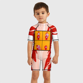 Детский купальный костюм 3D с принтом AMONG US  АМОНГ АС в Белгороде, Полиэстер 85%, Спандекс 15% | застежка на молнии на спине | among us | there is impostor among us | амонг ас | красный | телепузик