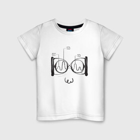Детская футболка хлопок с принтом Absurd 2 в Белгороде, 100% хлопок | круглый вырез горловины, полуприлегающий силуэт, длина до линии бедер | абстрактный | геометрия | круги | лицо | очки | песочные часы | черно белый
