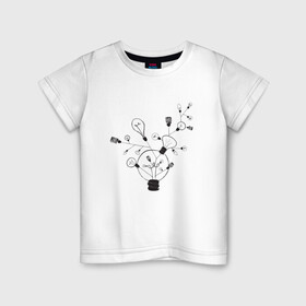 Детская футболка хлопок с принтом Absurd 3 в Белгороде, 100% хлопок | круглый вырез горловины, полуприлегающий силуэт, длина до линии бедер | абстрактный | геометрия | идея | иллюстрация | лампочки | мысль | рисунок | черно белый