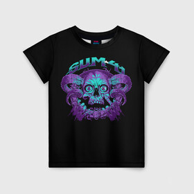 Детская футболка 3D с принтом Sum 41 в Белгороде, 100% гипоаллергенный полиэфир | прямой крой, круглый вырез горловины, длина до линии бедер, чуть спущенное плечо, ткань немного тянется | metall | music | punk | rock | sum 41 | альтернатива | метал | музло | музыка | панк | рок | сам 41