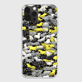 Чехол для iPhone 12 Pro Max с принтом Желто-Серые Быки в Белгороде, Силикон |  | 2021 | illuminating | pantone | ultimate grey | yellow | безупречный серый | бык | корова | новогодний | новый год | освещающий | паттерн | снег | снежинки