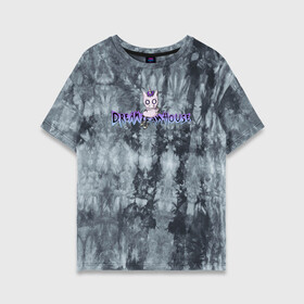 Женская футболка хлопок Oversize с принтом Даня Милохин DREAMTEAM HOUSE в Белгороде, 100% хлопок | свободный крой, круглый ворот, спущенный рукав, длина до линии бедер
 | dreamteam | dreamteamhouse | tiktok | блогер | дримтим | тикток
