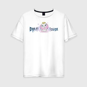 Женская футболка хлопок Oversize с принтом Диана Астер DREAMTEAM HOUSE в Белгороде, 100% хлопок | свободный крой, круглый ворот, спущенный рукав, длина до линии бедер
 | dreamteam | dreamteamhouse | tiktok | блогер | диана астер | дримтим | тикток