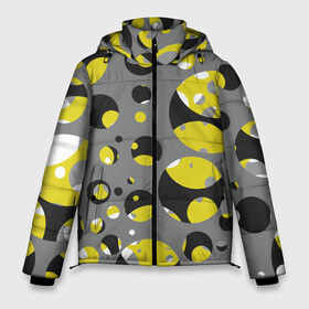 Мужская зимняя куртка 3D с принтом Цвет года в Белгороде, верх — 100% полиэстер; подкладка — 100% полиэстер; утеплитель — 100% полиэстер | длина ниже бедра, свободный силуэт Оверсайз. Есть воротник-стойка, отстегивающийся капюшон и ветрозащитная планка. 

Боковые карманы с листочкой на кнопках и внутренний карман на молнии. | pantone | геометрия | желтый цвет | круги | серый цвет | цвета нового года