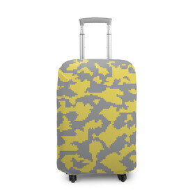 Чехол для чемодана 3D с принтом Ultimate Urban Camo в Белгороде, 86% полиэфир, 14% спандекс | двустороннее нанесение принта, прорези для ручек и колес | 2021 | pantone | городской | желтый | камуфляж | пиксельный | урбан | цвет года