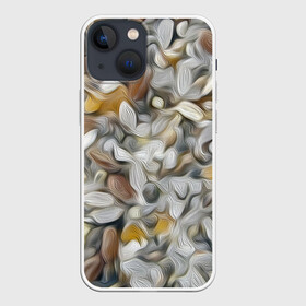 Чехол для iPhone 13 mini с принтом желто серый каменный узор в Белгороде,  |  | abstraction | pebbles | stones | texture | абстракция | галька | камни | мазки | текстура