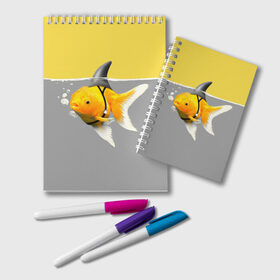Блокнот с принтом Рыба-акула (PANTONE 13-0647) в Белгороде, 100% бумага | 48 листов, плотность листов — 60 г/м2, плотность картонной обложки — 250 г/м2. Листы скреплены удобной пружинной спиралью. Цвет линий — светло-серый
 | Тематика изображения на принте: pantone 13 0647 | аквариум | акула | вобла | вода | домино | икра | камбала | карась | кит | лосось | меч | море | мясо | озеро | океан | окунь | пила.карп | плавник.удочка | прикольные | река | русалка | рыбак