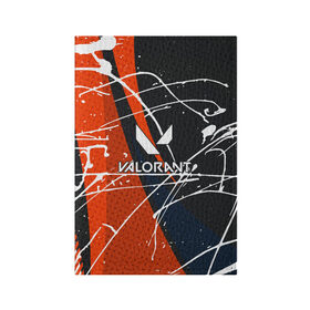 Обложка для паспорта матовая кожа с принтом Valorant в Белгороде, натуральная матовая кожа | размер 19,3 х 13,7 см; прозрачные пластиковые крепления | game | valorant | брызги | валоранд | валорант | игра | линии | стрелялка | шутер