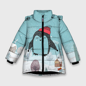 Зимняя куртка для девочек 3D с принтом Милый пингвин в Белгороде, ткань верха — 100% полиэстер; подклад — 100% полиэстер, утеплитель — 100% полиэстер. | длина ниже бедра, удлиненная спинка, воротник стойка и отстегивающийся капюшон. Есть боковые карманы с листочкой на кнопках, утяжки по низу изделия и внутренний карман на молнии. 

Предусмотрены светоотражающий принт на спинке, радужный светоотражающий элемент на пуллере молнии и на резинке для утяжки. | 2021 | 7 января | bull | newyear | santa | бык | быки | бычок | год быка | дед мороз | корова | новогодние каникулы | новогодние праздники | новый 2021 | новый год | новый год 2021 | рождество | сани | санта | санта клаус