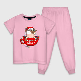 Детская пижама хлопок с принтом Милый бычок 2021 в Белгороде, 100% хлопок |  брюки и футболка прямого кроя, без карманов, на брюках мягкая резинка на поясе и по низу штанин
 | Тематика изображения на принте: 2021 | 7 января | bull | newyear | santa | бык | быки | бычок | год быка | дед мороз | корова | новогодние каникулы | новогодние праздники | новый 2021 | новый год | новый год 2021 | рождество | сани | санта | санта клаус