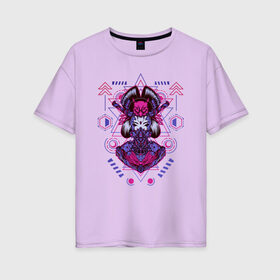 Женская футболка хлопок Oversize с принтом Geisha в Белгороде, 100% хлопок | свободный крой, круглый ворот, спущенный рукав, длина до линии бедер
 | art | brutal | cool | cute | cyber | cybergirl | devil | geisha | geometry | girl | japan | katana | kawai | mask | mecha | robot | sacred | samurai | арт | ветор | геометрические | голова | девушка | кавай | катана | кибер | киборг | маска | маха