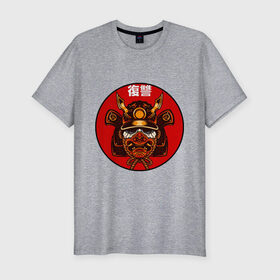 Мужская футболка хлопок Slim с принтом Samurai в Белгороде, 92% хлопок, 8% лайкра | приталенный силуэт, круглый вырез ворота, длина до линии бедра, короткий рукав | art | japan | pop art | samurai | yakudza | арт | поп арт | самурай | якудза | япония | японский стиль