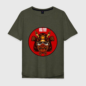 Мужская футболка хлопок Oversize с принтом Samurai в Белгороде, 100% хлопок | свободный крой, круглый ворот, “спинка” длиннее передней части | art | japan | pop art | samurai | yakudza | арт | поп арт | самурай | якудза | япония | японский стиль