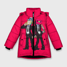 Зимняя куртка для девочек 3D с принтом Hazel & Cha-cha в Белгороде, ткань верха — 100% полиэстер; подклад — 100% полиэстер, утеплитель — 100% полиэстер. | длина ниже бедра, удлиненная спинка, воротник стойка и отстегивающийся капюшон. Есть боковые карманы с листочкой на кнопках, утяжки по низу изделия и внутренний карман на молнии. 

Предусмотрены светоотражающий принт на спинке, радужный светоотражающий элемент на пуллере молнии и на резинке для утяжки. | 5 | academy umbrella | cha cha | diego | hazel | klaus | vanya | академия амбрелла | ваня харгривз | диего | пятый | харгривз | хейзел | хейзел и чача | чача