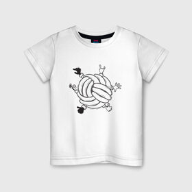 Детская футболка хлопок с принтом Absurd 6 в Белгороде, 100% хлопок | круглый вырез горловины, полуприлегающий силуэт, длина до линии бедер | графика | иллюстрация | клубок | круг | ладони | мяч | рисунок | руки | черно белый | шар