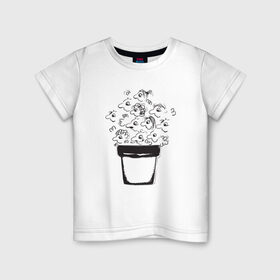 Детская футболка хлопок с принтом Absurd 9 в Белгороде, 100% хлопок | круглый вырез горловины, полуприлегающий силуэт, длина до линии бедер | голова | горшочек | графика | иллюстрация | лица | люди | народ | плошка | рисунок | социальный | толпа | человечки | черно белый