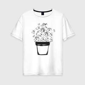 Женская футболка хлопок Oversize с принтом Absurd 9 в Белгороде, 100% хлопок | свободный крой, круглый ворот, спущенный рукав, длина до линии бедер
 | голова | горшочек | графика | иллюстрация | лица | люди | народ | плошка | рисунок | социальный | толпа | человечки | черно белый