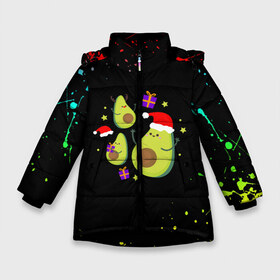 Зимняя куртка для девочек 3D с принтом Новогодние Авокадо в Белгороде, ткань верха — 100% полиэстер; подклад — 100% полиэстер, утеплитель — 100% полиэстер. | длина ниже бедра, удлиненная спинка, воротник стойка и отстегивающийся капюшон. Есть боковые карманы с листочкой на кнопках, утяжки по низу изделия и внутренний карман на молнии. 

Предусмотрены светоотражающий принт на спинке, радужный светоотражающий элемент на пуллере молнии и на резинке для утяжки. | авокадо | веган | еда блогеров | мемы | минимализм | прикольные картинки | прикольные надписи | растение | смешное авокадо | фрукт