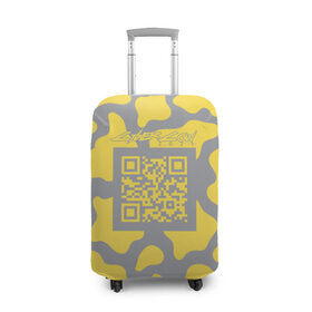 Чехол для чемодана 3D с принтом CyberCow 2021 в Белгороде, 86% полиэфир, 14% спандекс | двустороннее нанесение принта, прорези для ручек и колес | cyberpunk | cyberrussia | illuminating | pantone | qr code | ultimate grey | безупречный | бык | желтый | киберкорова | корова | новый год | освещающий | пятна | серый