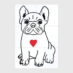 Магнитный плакат 2Х3 с принтом Французский бульдог в Белгороде, Полимерный материал с магнитным слоем | 6 деталей размером 9*9 см | bulldog | dog | бульдожка | домашний питомец | дрессировщик | друг человека | кинолог | любитель собак | люблю | любовь | питомник | сердце | слюни | собака | собаковод | собачка | собачник