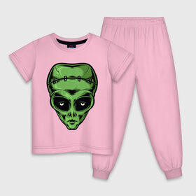 Детская пижама хлопок с принтом Alien Frankenstein в Белгороде, 100% хлопок |  брюки и футболка прямого кроя, без карманов, на брюках мягкая резинка на поясе и по низу штанин
 | alien | frankenstein | monster | zombie | зомби | инопланетянин | монстр | нло | пришелец | франкенштейн | чудовище