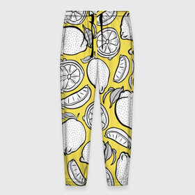 Мужские брюки 3D с принтом Illuminating Lemon в Белгороде, 100% полиэстер | манжеты по низу, эластичный пояс регулируется шнурком, по бокам два кармана без застежек, внутренняя часть кармана из мелкой сетки | 2021 | винтаж | лимоны | ретро | фрукты | цвет года