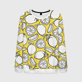Мужской свитшот 3D с принтом Illuminating Lemon в Белгороде, 100% полиэстер с мягким внутренним слоем | круглый вырез горловины, мягкая резинка на манжетах и поясе, свободная посадка по фигуре | 2021 | винтаж | лимоны | ретро | фрукты | цвет года