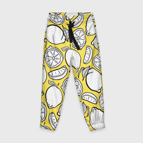 Детские брюки 3D с принтом Illuminating Lemon в Белгороде, 100% полиэстер | манжеты по низу, эластичный пояс регулируется шнурком, по бокам два кармана без застежек, внутренняя часть кармана из мелкой сетки | 2021 | винтаж | лимоны | ретро | фрукты | цвет года