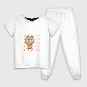 Детская пижама хлопок с принтом Морская Свинка в Белгороде, 100% хлопок |  брюки и футболка прямого кроя, без карманов, на брюках мягкая резинка на поясе и по низу штанин
 | горох | грызун | детские | животные | звери | морская свинка | мультфильмы | точки | шарики