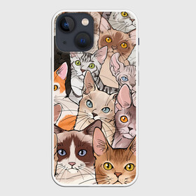 Чехол для iPhone 13 mini с принтом Котики в Белгороде,  |  | cat | cats | cosmos | kitten | mem | memes | rose | roses | глаза | глазки | киска | космос | кот | котёнок | котик | котики | котэ | котята | кошак | кошка | кошки | красивая | мем | мемчики | милая | прикольная | розы | светлая