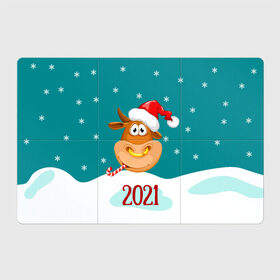 Магнитный плакат 3Х2 с принтом 2021 Год быка в Белгороде, Полимерный материал с магнитным слоем | 6 деталей размером 9*9 см | 2021 | 7 января | bull | newyear | santa | бык | быки | бычок | год быка | дед мороз | корова | новогодние каникулы | новогодние праздники | новый 2021 | новый год | новый год 2021 | рождество | сани | санта | санта клаус