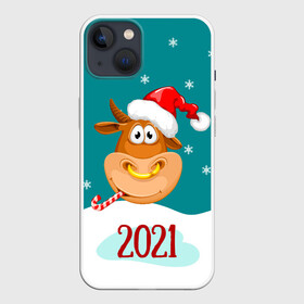 Чехол для iPhone 13 с принтом 2021 Год быка в Белгороде,  |  | 2021 | 7 января | bull | newyear | santa | бык | быки | бычок | год быка | дед мороз | корова | новогодние каникулы | новогодние праздники | новый 2021 | новый год | новый год 2021 | рождество | сани | санта | санта клаус