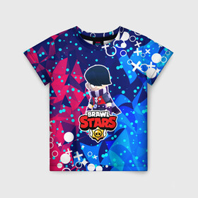 Детская футболка 3D с принтом Brawl Stars - Edgar в Белгороде, 100% гипоаллергенный полиэфир | прямой крой, круглый вырез горловины, длина до линии бедер, чуть спущенное плечо, ткань немного тянется | brawl stars | edgar | game | абстракция | бравл старс | браво старс | геометрия | игра | персонаж | человечек | эдгар