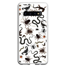 Чехол для Samsung Galaxy S10 с принтом Жуткие насекомые в Белгороде, Силикон | Область печати: задняя сторона чехла, без боковых панелей | арт | белый | живность | животные | жук | жуткие насекомые | жуть | змея | клоп | набор насекомых | опарыш | паразит | паук | пиявка | рисунок | сколопендра | скорпион | таракан | фон | червь | ядовитый