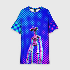 Детское платье 3D с принтом Siren Head - Helloween в Белгороде, 100% полиэстер | прямой силуэт, чуть расширенный к низу. Круглая горловина, на рукавах — воланы | glitch | glitch siren head | rgb | siren head | sirena | глитч | глич | ретро | сирейноголовый | сирена | сиреноголовый