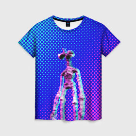 Женская футболка 3D с принтом Siren Head - Helloween в Белгороде, 100% полиэфир ( синтетическое хлопкоподобное полотно) | прямой крой, круглый вырез горловины, длина до линии бедер | glitch | glitch siren head | rgb | siren head | sirena | глитч | глич | ретро | сирейноголовый | сирена | сиреноголовый