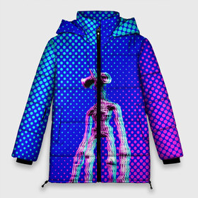 Женская зимняя куртка 3D с принтом Siren Head - Helloween в Белгороде, верх — 100% полиэстер; подкладка — 100% полиэстер; утеплитель — 100% полиэстер | длина ниже бедра, силуэт Оверсайз. Есть воротник-стойка, отстегивающийся капюшон и ветрозащитная планка. 

Боковые карманы с листочкой на кнопках и внутренний карман на молнии | glitch | glitch siren head | rgb | siren head | sirena | глитч | глич | ретро | сирейноголовый | сирена | сиреноголовый
