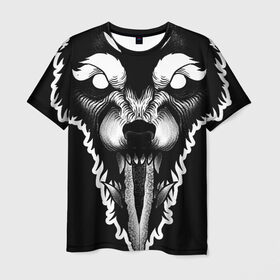 Мужская футболка 3D с принтом Фенрир в Белгороде, 100% полиэфир | прямой крой, круглый вырез горловины, длина до линии бедер | волк | волчара | дотворк | кинжал | тату | фенрир