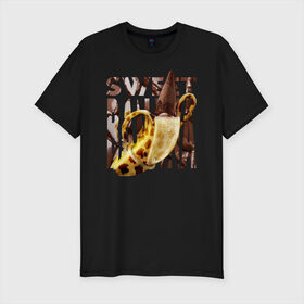 Мужская футболка хлопок Slim с принтом Sweet banana в Белгороде, 92% хлопок, 8% лайкра | приталенный силуэт, круглый вырез ворота, длина до линии бедра, короткий рукав | new year. | sweet banana | банан | грифель | джем | зверь | иголки | карандаш | кольцо | леопард | леопардовый | нг | новый год | овощ | ожерелья | подарок | прздник | принадлежность | сладкий банан | украшения