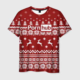Мужская футболка 3D с принтом PornHub Свитер в Белгороде, 100% полиэфир | прямой крой, круглый вырез горловины, длина до линии бедер | Тематика изображения на принте: brazzers | hub | браззерс | новогодний | праздничный | рождественский