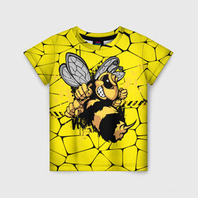 Детская футболка 3D с принтом Дикая пчела в Белгороде, 100% гипоаллергенный полиэфир | прямой крой, круглый вырез горловины, длина до линии бедер, чуть спущенное плечо, ткань немного тянется | Тематика изображения на принте: дикая пчела | жало | мед | насекомые | опасность | соты | текстура | шершень