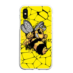Чехол для iPhone XS Max матовый с принтом Дикая пчела в Белгороде, Силикон | Область печати: задняя сторона чехла, без боковых панелей | дикая пчела | жало | мед | насекомые | опасность | соты | текстура | шершень