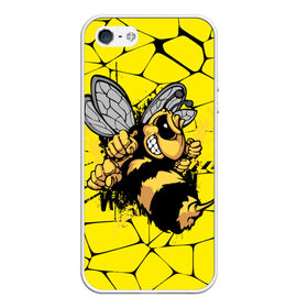 Чехол для iPhone 5/5S матовый с принтом Дикая пчела в Белгороде, Силикон | Область печати: задняя сторона чехла, без боковых панелей | дикая пчела | жало | мед | насекомые | опасность | соты | текстура | шершень